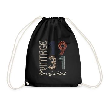 93rd Birthday 1931 - Vintage Retro Gift Idea - Drawstring Bag - black - Front