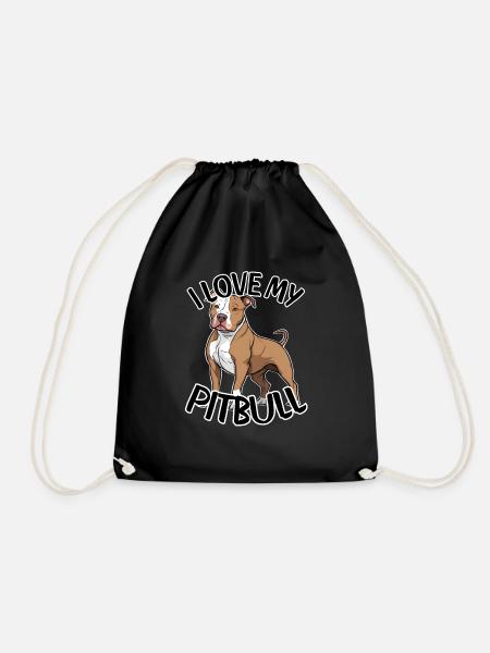 I love My Pitbull - Drawstring Bag - black