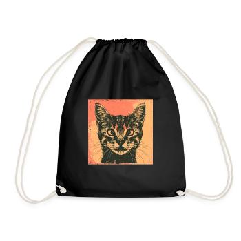 chat vintage - Sac de sport léger - noir - Devant