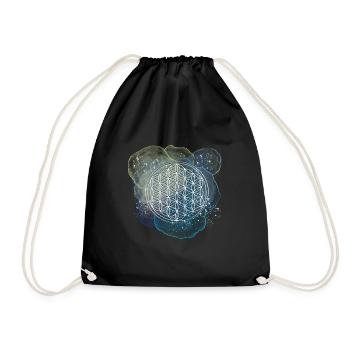 Fleur de Vie bleu scintillant - Sac de sport léger - noir - Devant