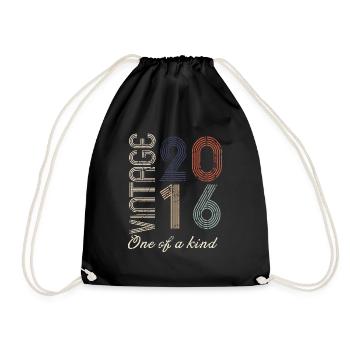 8th Anniversary 2016 - Vintage Retro Gift Idea - Drawstring Bag - black - Front