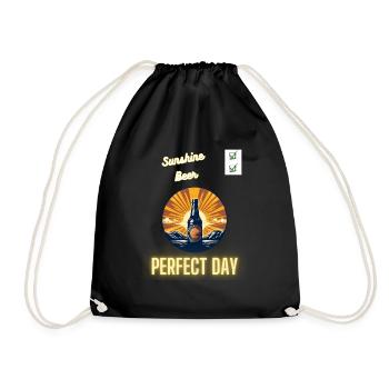 Sunshine: Check, Beer: Check = Perfect Day - Drawstring Bag - black - Front