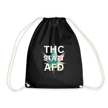 T-Shirt THC statt AfD Rassismus kiffen Cannabis - Turnbeutel - Schwarz - Vorne
