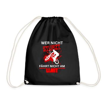 If you don't fall, you don't ride your BMX bike at the limit - Drawstring Bag - black - Front