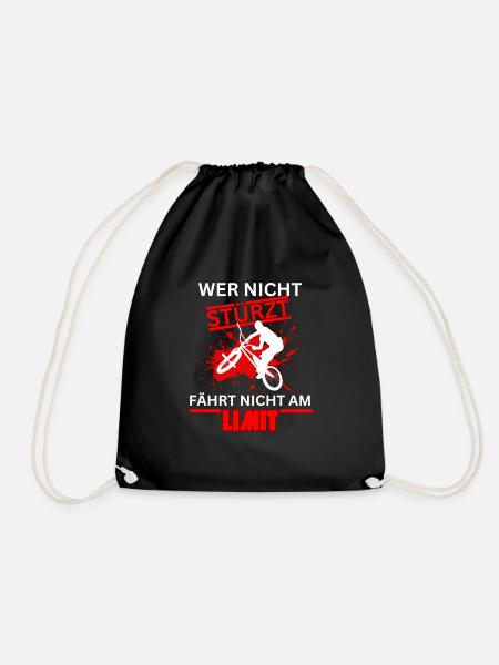 Wer Nicht Stürzt Fährt Nicht Am Limit BMX Fahrrad - Turnbeutel - Schwarz