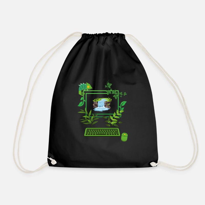 Green Technology - Drawstring Bag - black