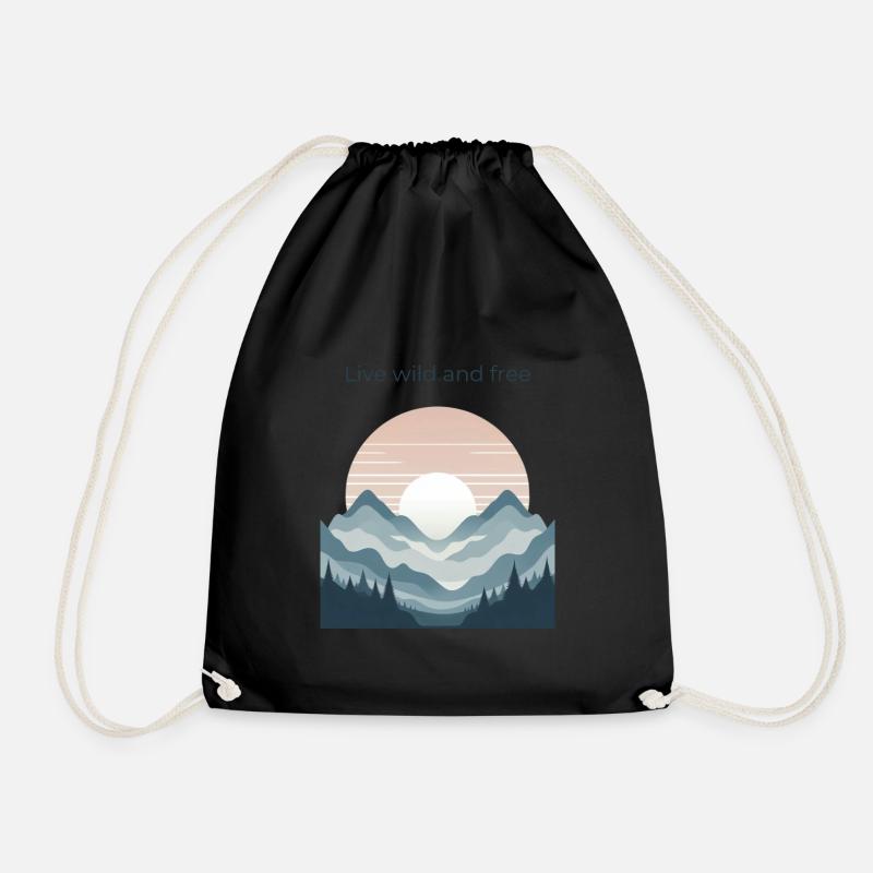 Mountains - Drawstring Bag - black