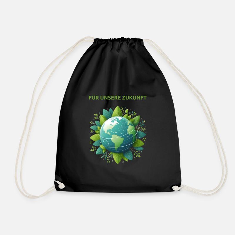 Climate Protection Earth - Drawstring Bag - black