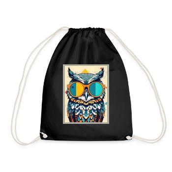 Cool Owl - Drawstring Bag - black - Front