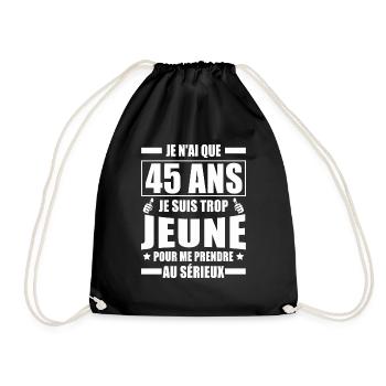 45 ans / cadeau humour anniversaire 45 ans - Sac de sport léger - noir - Devant