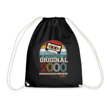 Elegantes Retro-Geschenk: 2000 Vintage - Turnbeutel - Schwarz - Vorne
