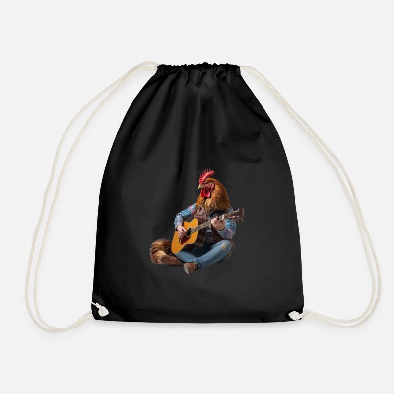 Rooster Hen Gitarre - Turnbeutel - Schwarz
