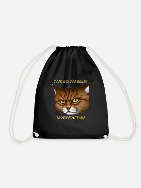 Montag Morgen lustige Katze Design mit Spruch - Turnbeutel - Schwarz
