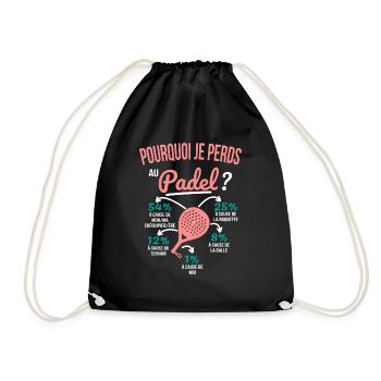Padel gift idea - Why am I losing at Padel? - Drawstring Bag - black - Front