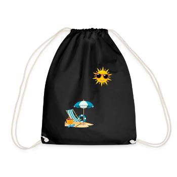 Soleil au bord de plage - Sac de sport léger - noir - Devant