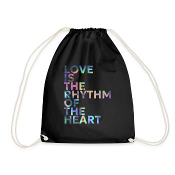 LOVE IS THE RHYTHM OF THE HEART - Drawstring Bag - black - Front