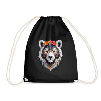 Chat sauvage coloré - Sac de sport léger - noir - Devant