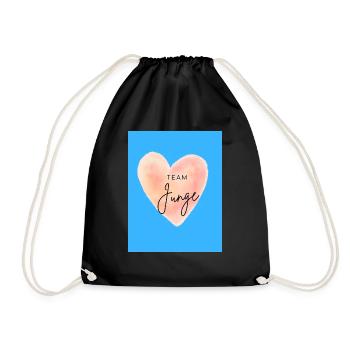 Rosa Pink Herz mit Schrift Team Junge Genderparty - Turnbeutel - Schwarz - Vorne