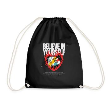 Modern Retro Streetwear Typography T Shirt - Drawstring Bag - black - Front