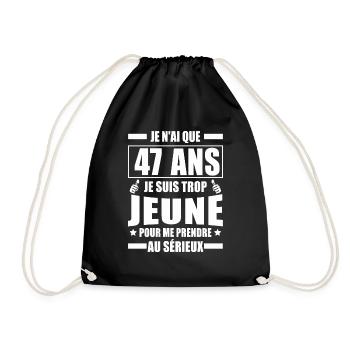 j'ai 47 ans / cadeau anniversaire 47 ans - Sac de sport léger - noir - Devant