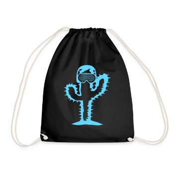DJ Cactus Desert Plant Cacti Spines Party Fun - Drawstring Bag - black - Front