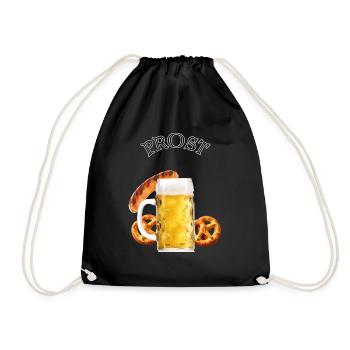 Prost Maß Wurst und Pretzel - Turnbeutel - Schwarz - Vorne