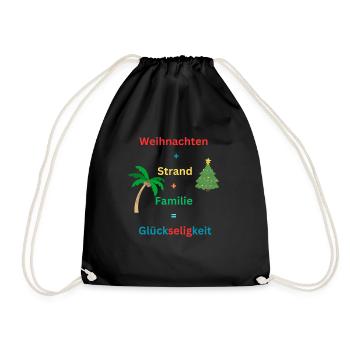 Weihnachten Strand Familie, Lustiges Weihnachten - Turnbeutel - Schwarz - Vorne