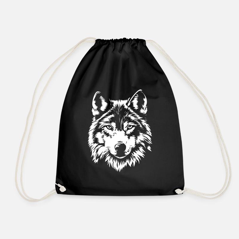 Wolf Gesicht - Turnbeutel - Schwarz