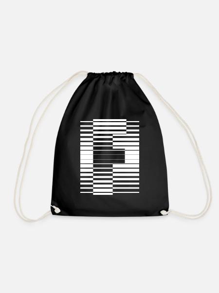 LETTER F - Drawstring Bag - black