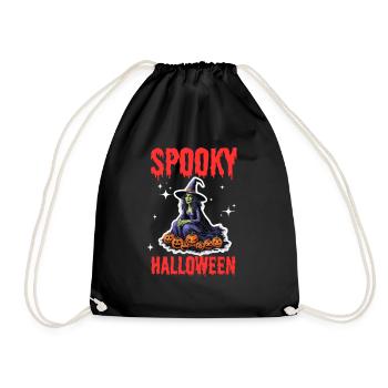 Spooky Halloween Witch – Spooky Witch Design - Drawstring Bag - black - Front