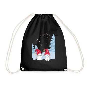 Sweet Winter Cats Love - Cat Love in the Snow - Drawstring Bag - black - Front