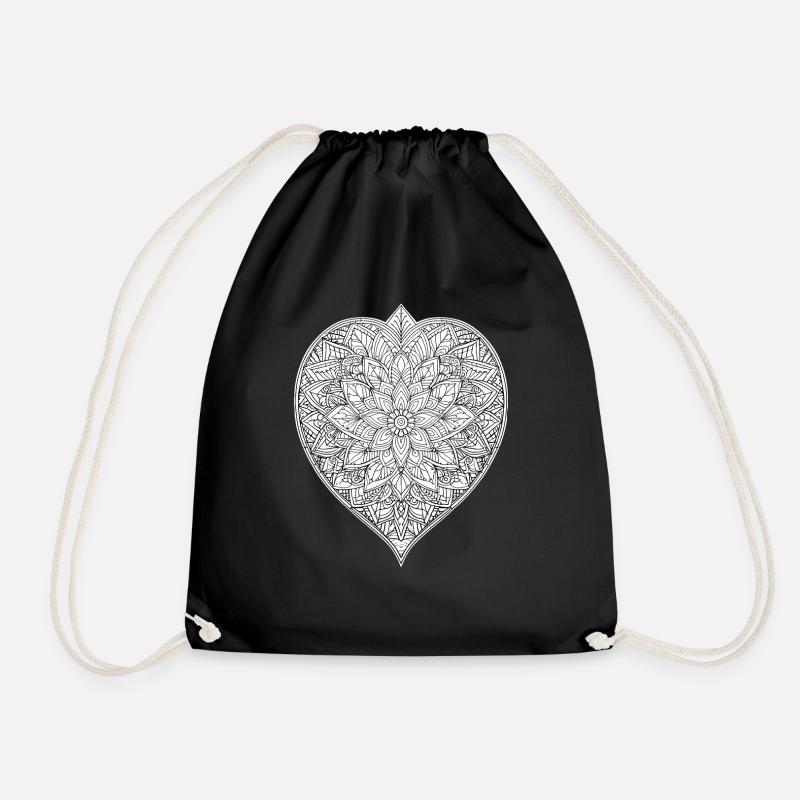 herz mandala - Turnbeutel - Schwarz