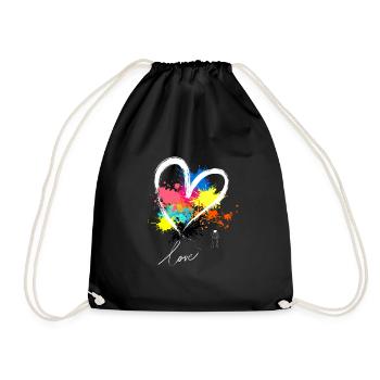 Découvrez : Un design de cœur vibrant avec des couleurs vives - Sac de sport léger - noir - Devant
