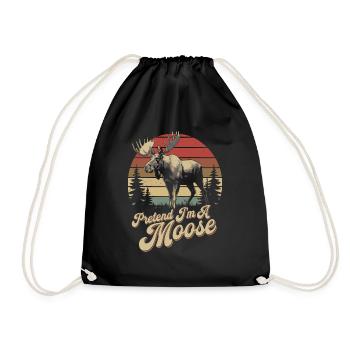 Moose humor for animal lovers - Drawstring Bag - black - Front