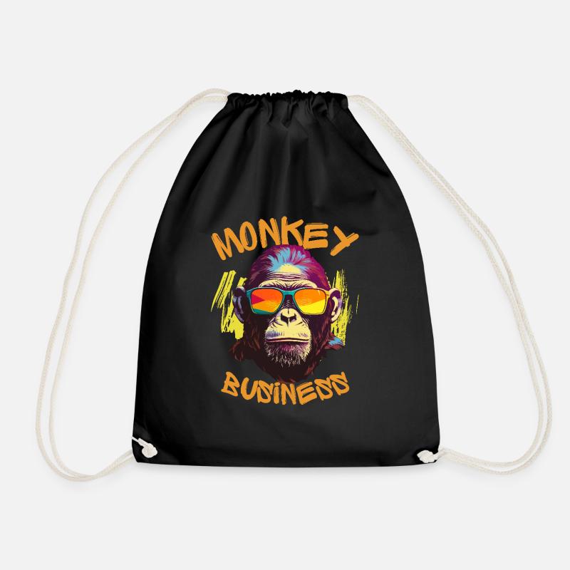 Monkey Business - Drawstring Bag - black