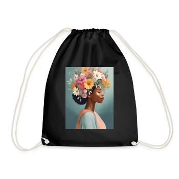 Flower Crown 1 - Drawstring Bag - black - Front