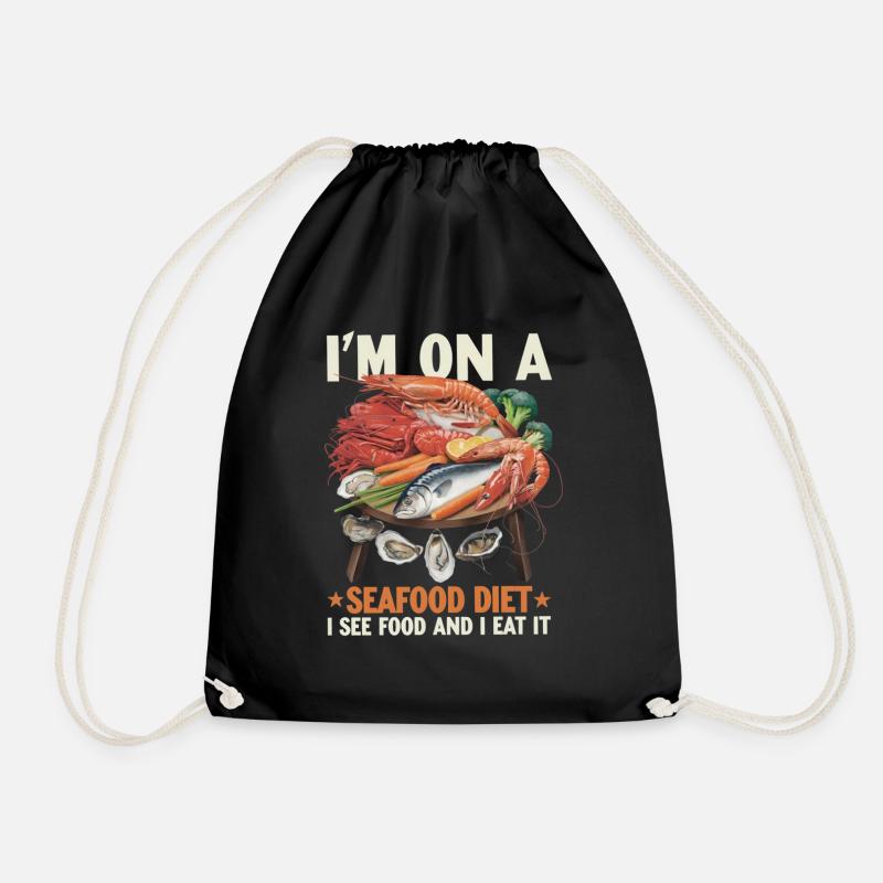 Seafood Diet - Drawstring Bag - black