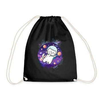 Kawaii Astronaut Kitten - Kosmische Reise - Turnbeutel - Schwarz - Vorne
