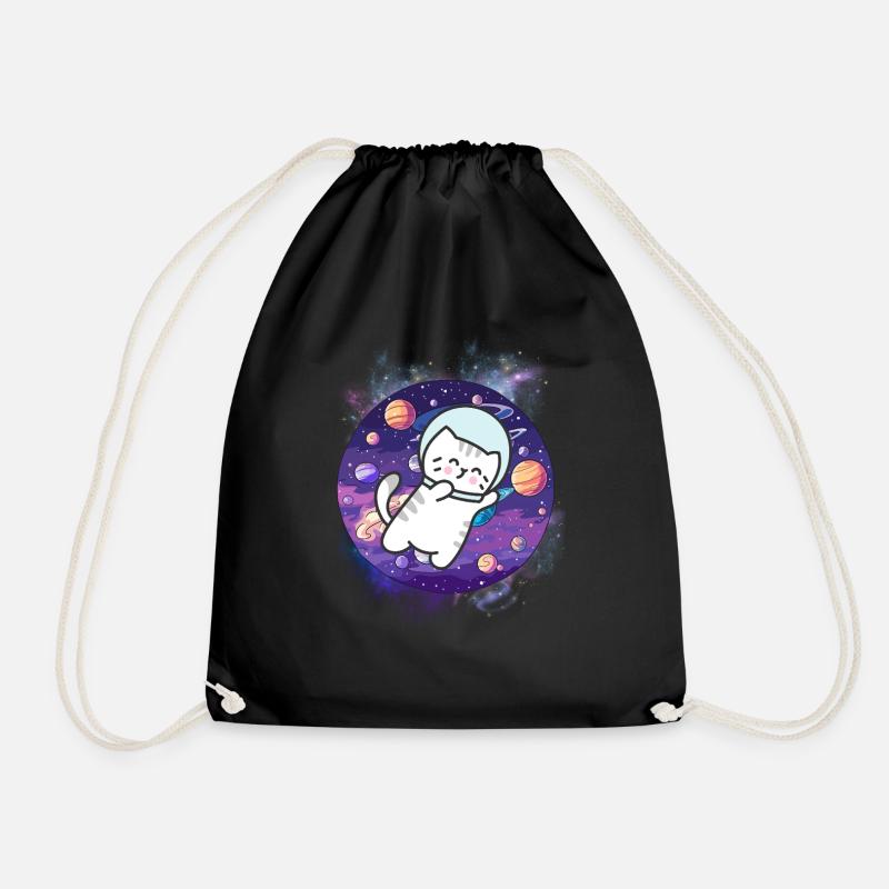 Kawaii Astronaut Kitten - Kosmische Reise - Turnbeutel - Schwarz