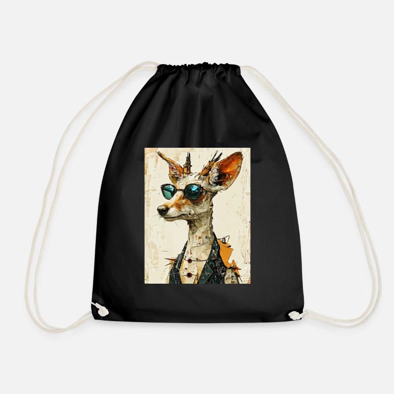 Fox in a suit - Drawstring Bag - black