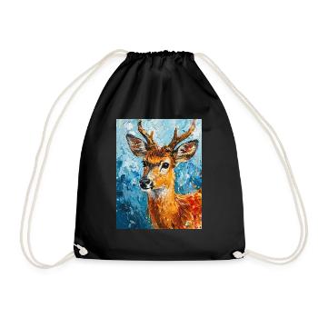 Deer image - Drawstring Bag - black - Front