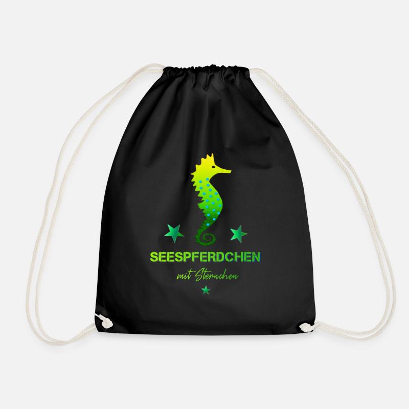 Seepferdchen mit Sternchen Schwimmabzeichen - Turnbeutel - Schwarz