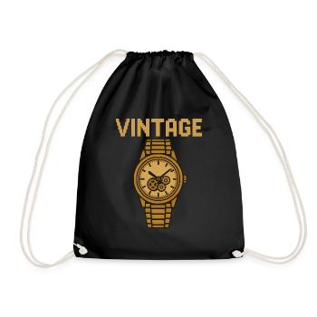Montre-bracelet rétro en or avec mouvement mécanique - Sac de sport léger - noir - Devant