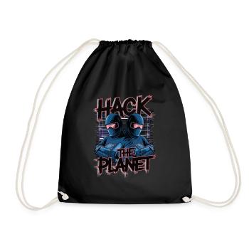Retro Cyber Hackers – Hack The Planet Glitch Art - Turnbeutel - Schwarz - Vorne