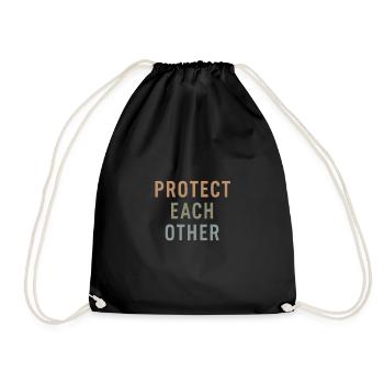 protect each other Geschenk - Turnbeutel - Schwarz - Vorne