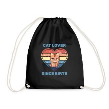 Amoureux des chats depuis la naissance - Vintage Cat - Sac de sport léger - noir - Devant