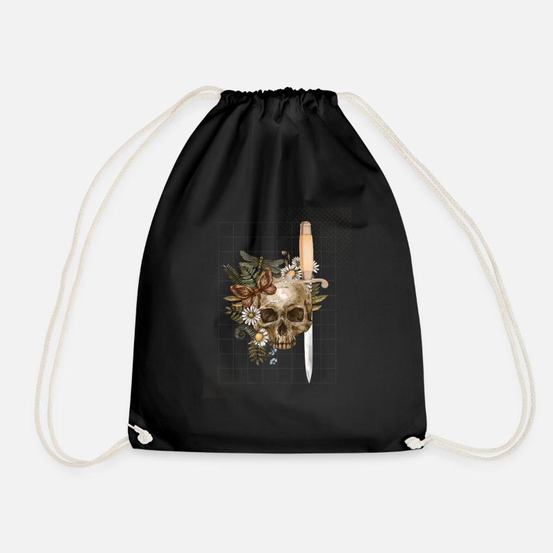 SkullRoses - Drawstring Bag - black