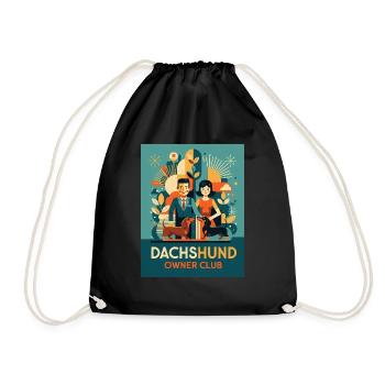 Dackel Owner Club – Lustiges Hunde-Motiv - Turnbeutel - Schwarz - Vorne