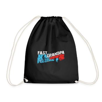 Fast grandpa on the bike - Drawstring Bag - black - Front