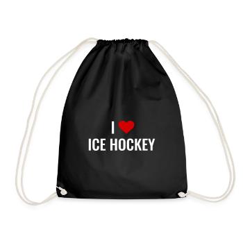 Hockey Gift Idea - I love Hockey - Drawstring Bag - black - Front